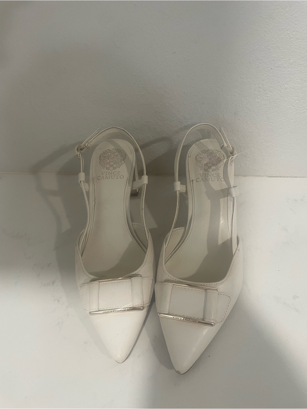 Vince Camuto Pointed Slingback Pumps with Buckle like Accent